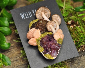 Ammonite and Amethyst Pendant