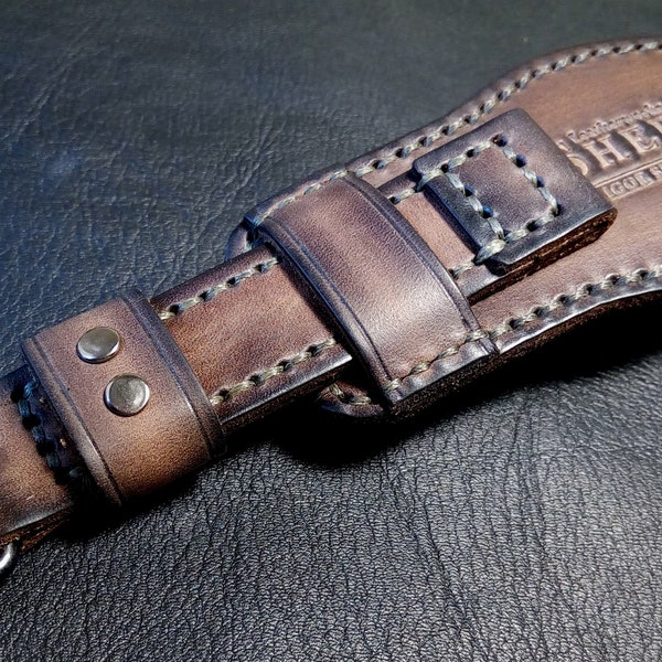 20 mm. XXL. Echtes Leder Uhr Bund Armband handgefertigt Vintage Style.