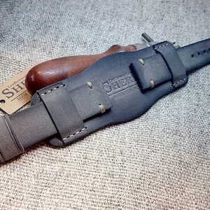 18/20/22мм. Ремешок-манжета.Натуральная кожа РЕМЕНЬ ручной работы в минималистском винтажном стиле. Серый цвет.