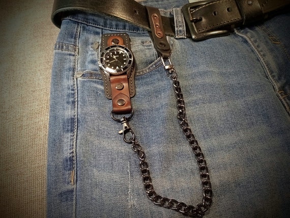 Leather Watch Saddle.pocket Watch Holder.watch Leather Fob.change Your Normal Watch Into an Pocket Watch bined Black brown.with Chain. Etsy UK