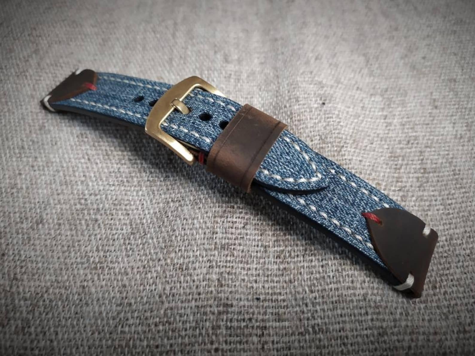 202224mm. Leather Strap BLUE JEANS Handmade. Etsy