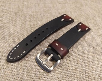 Handmade Leather Watch Strap: Vintage Minimalist Style (20,22,24mm)