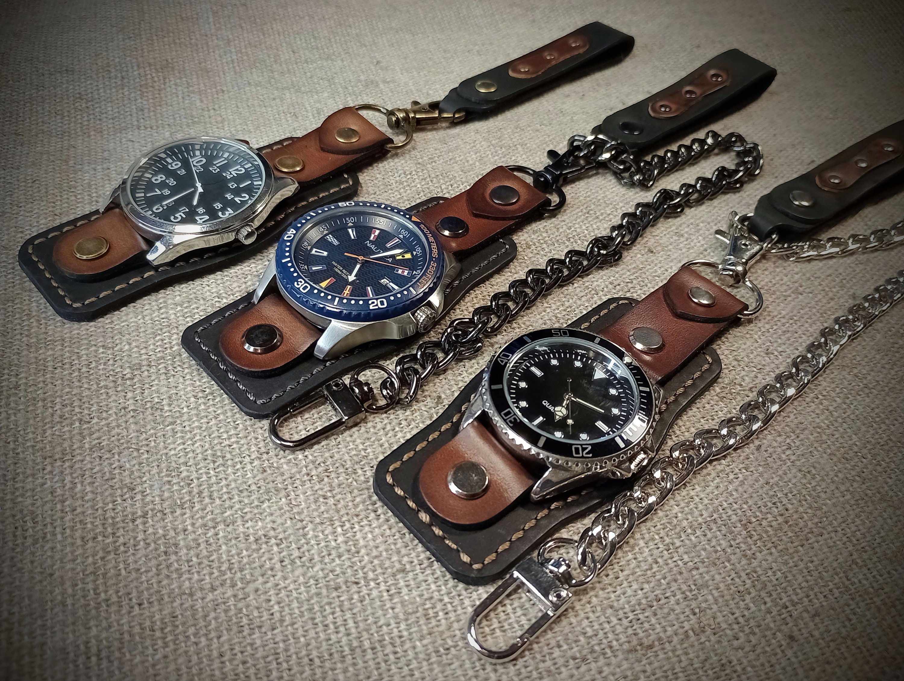Leather pocket watch fob straps hot sale
