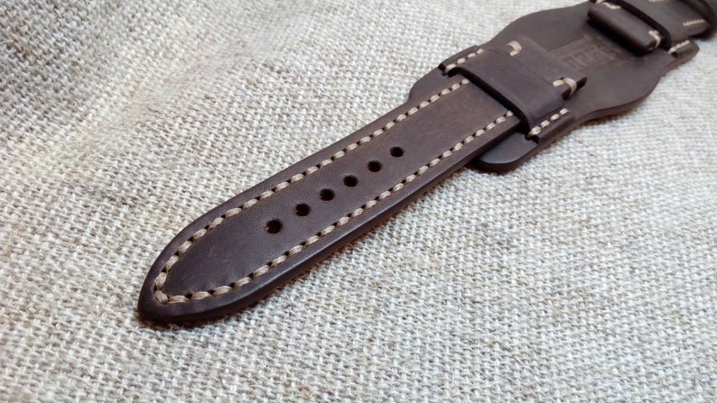 18/20/22/24mm. Genuine leather bund STRAP handmade minimalist | Etsy