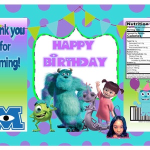 Monster Inc Chip Bag/ Monster Inc Party/ Monster Inc Favor/ Monster Inc Birthday