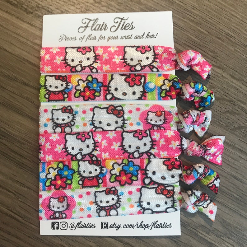 Hello Kitty No Crease Hair Ties Hair Elastics 5 8 Inch Foe Etsy