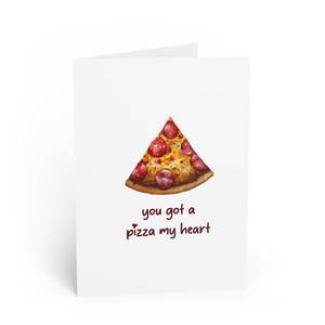 Niedliche Pizza Stück Grußkarte - Fun Love Karte, süße Pizza Karte, Karte für Feinschmecker, Valentinstag Karte, Geburtstagskarte