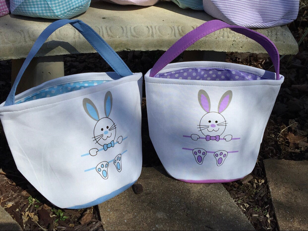 Personalized Easter Baskets With Cotton Bunny Tails Etsy