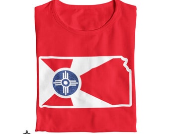 Glittered T-Shirt City Flag of Wichita Kansas