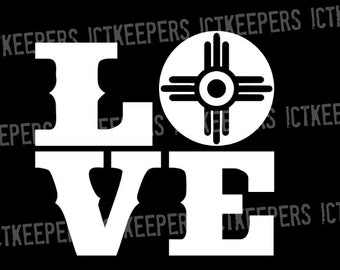 LOVE Decal of Wichita Flag Symbol for Home