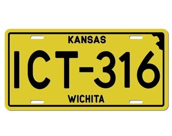 Wichita KS Old Style Printed Vehicle License Plates