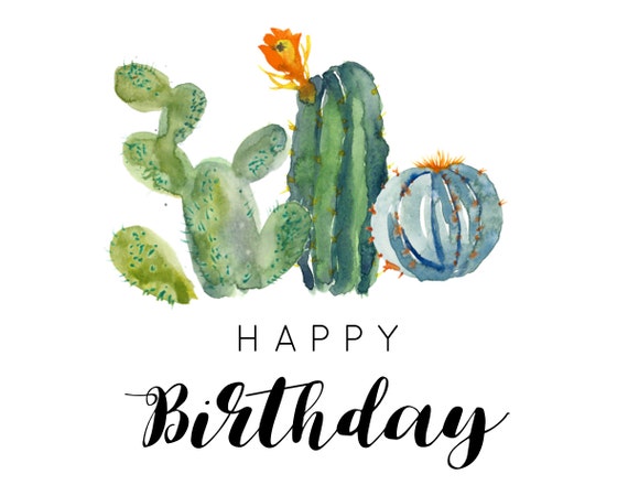 Carte D Anniversaire Cactus Etsy