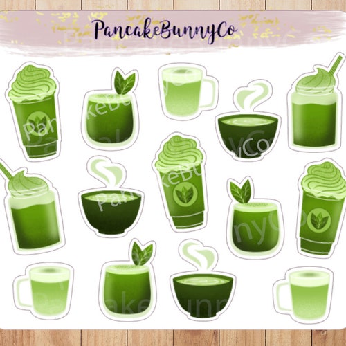 Matcha Green Tea Drink Stickers Etsy UK