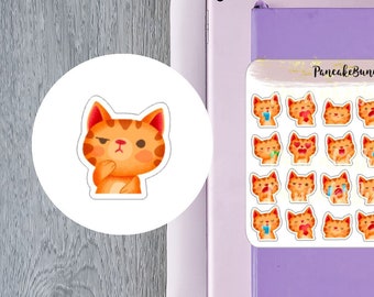 Expressive orange cat stickers