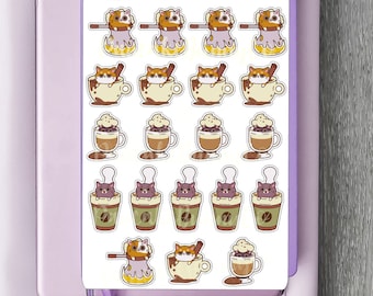Adesivi per planner "Gatto nel caffè"