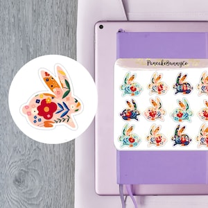 Floral bunny stickers