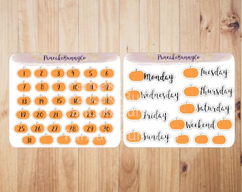 Pumpkin Day and Date Planner stickers