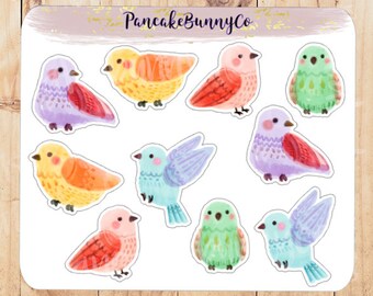 Watercolour bird stickers