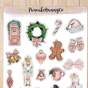 Pink Christmas stickers