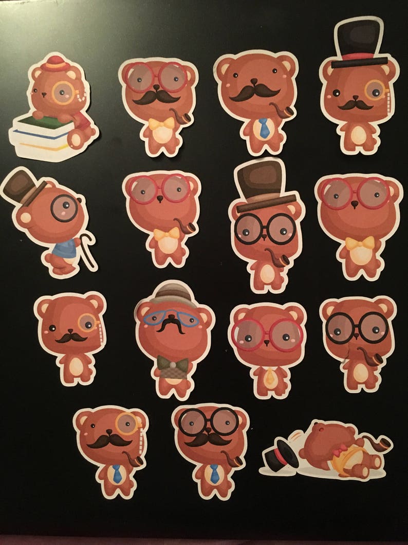 Hipster bear stickers image 3
