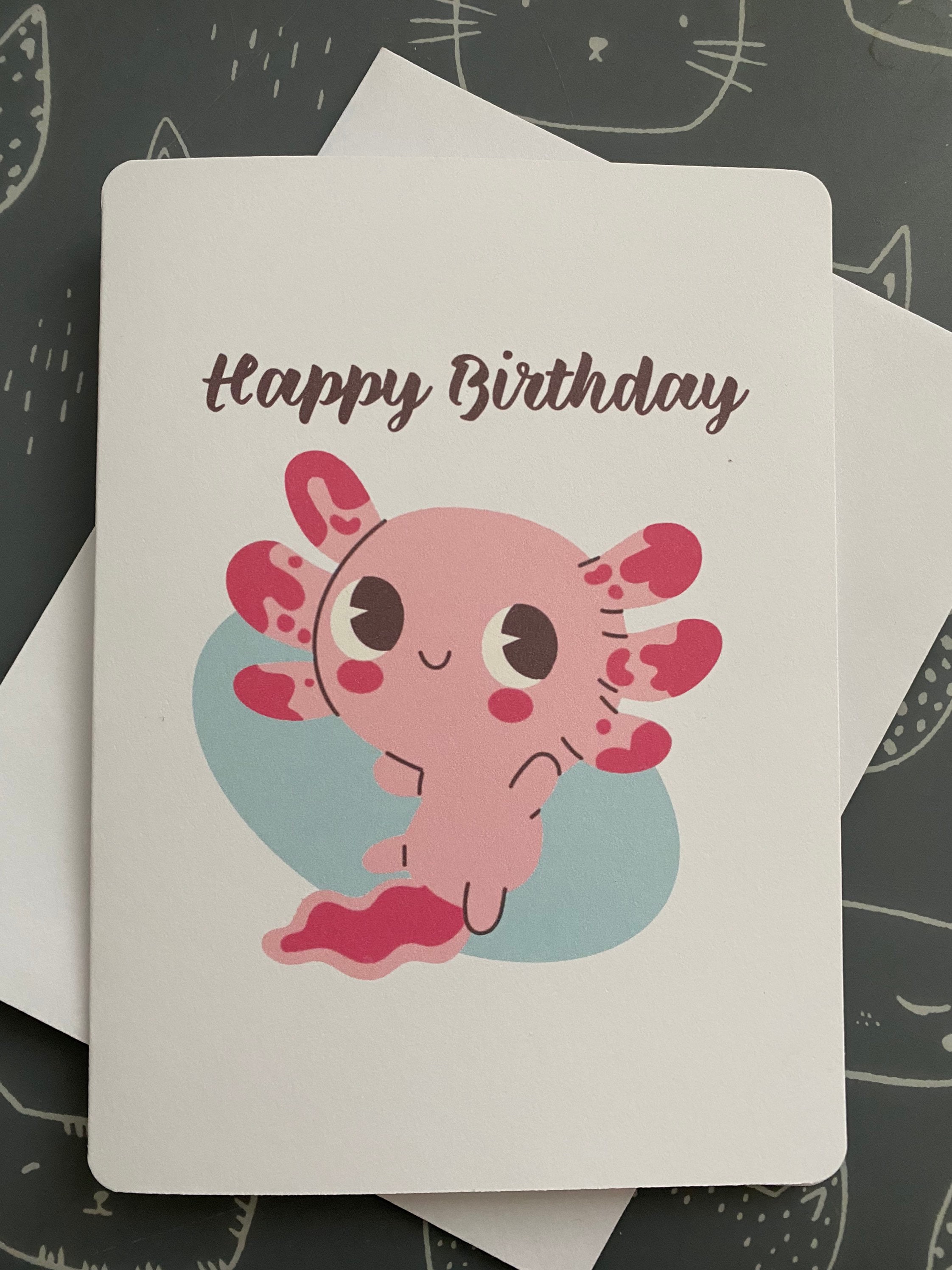 Happy Birthday Pink Axolotl Card - Etsy