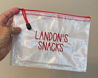 Custom name snack bag | Kids Snack Pouch Pool Bag | Personalized Monogrammed Pool Lake Travel Bag Kids Snack Bag | Day Camp Snacks