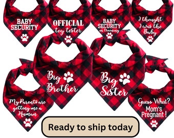 Pregnancy announcement dog bandana, ready to ship today,baby Security in training Dog Pregnancy Announcement Grandparents,Big Brother dog