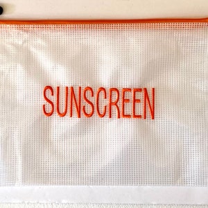 SUNSCREEN Zipper Pouch Large 13”x 9” | Summer Bag | Pool Party Bag ...
