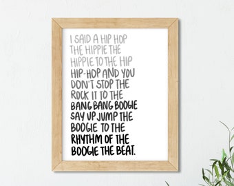 Rappers Delight Song Lyrics Quote Art Print Hip Hop Poster Etsy