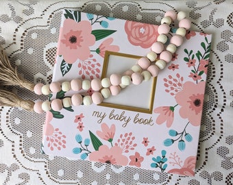 Wood Bead Garland: Pink & Natural, Jute Tassels, Baby Room Decor