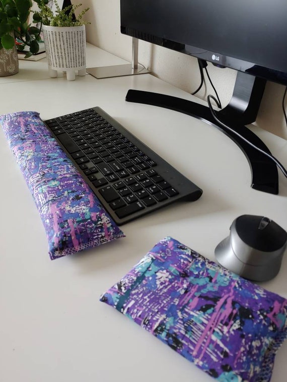 Purple Paint Splash 80's comfortable Keyboard and mouse computer wrist rest support- All Natural