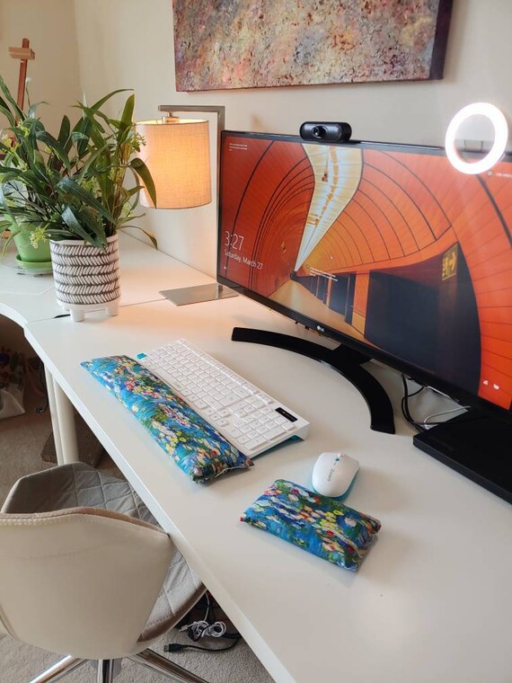 Monet Water Lilly Keyboard Wristrest Support, perfect for a stand up desk, Comfort and Support, Flaxseed filled