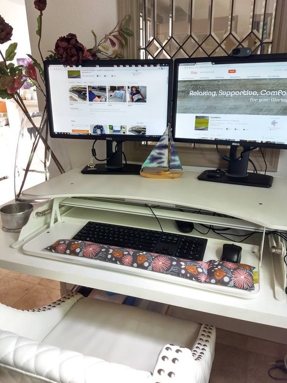 Underwater Floral in Spicy Pink and Mustard Keyboard Wrist rest Support, perfect for a stand up desk, Comfort and Support, Flaxseed filled