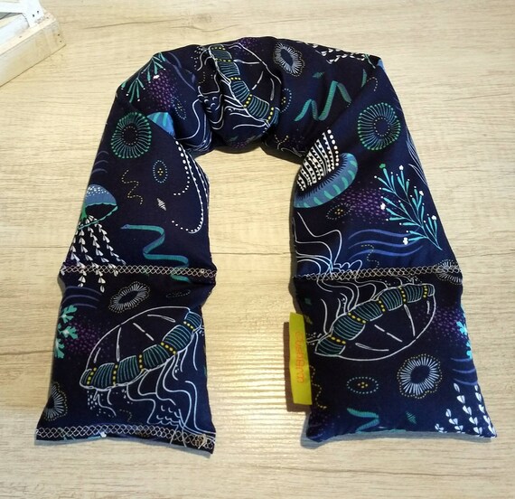 Deep Sea Jellyfish Ocean Spa Neck and Body Wrap filled with Flax seed Heat or Freeze Spa Kit, Massage Kit, Yoga, Hot Pack, Spa Wrap