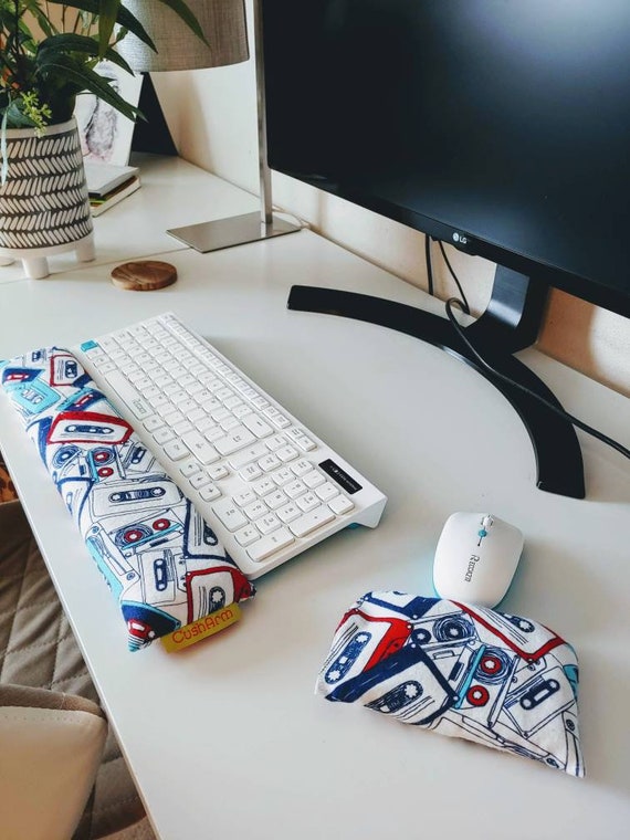 80's Tape Cassette stylish and comfortable Keyboard and mouse computer wrist rest support- All Natural