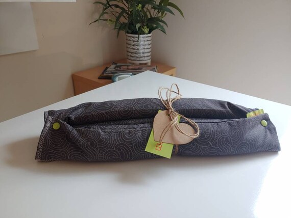 Mini Yoga Bolster- body wrap flaxseed filled heat or freeze 100% Cotton fabric - Snaps into a bolster. Perfect for on the go