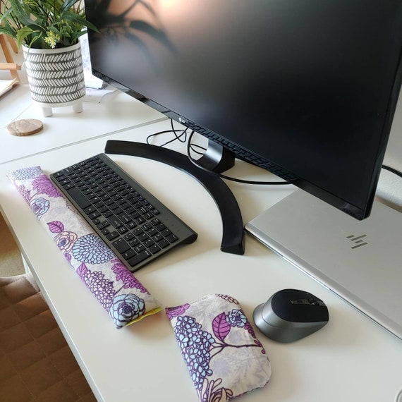 All Natural Purple Hydrangea Keyboard and mouse Wrist rest Support, perfect for a stand up desk, Comfort and Support, Flaxseed filled
