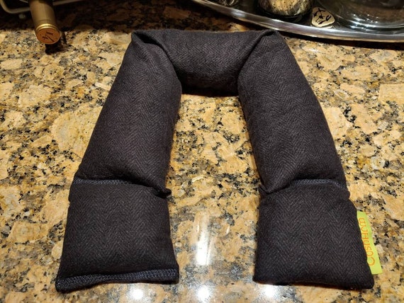 Charcoal Herringbone Spa Relaxation Neck and Body Wrap, Flaxseed Filled, Natural Heat Pad, Natural Cold Pack, Heat or Freeze
