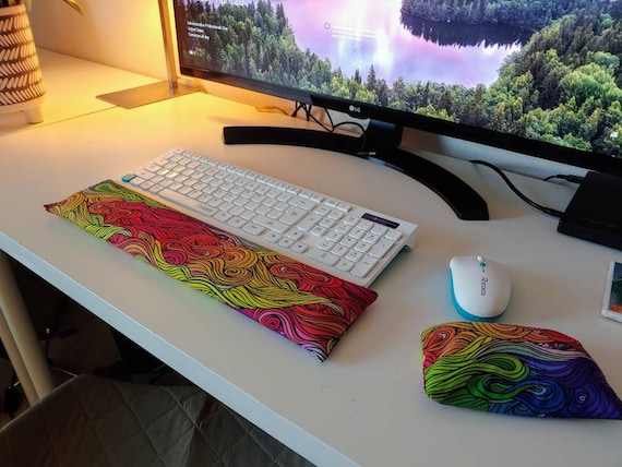 Rainbow Waves stylish and  comfortable Keyboard and mouse computer wrist rest support