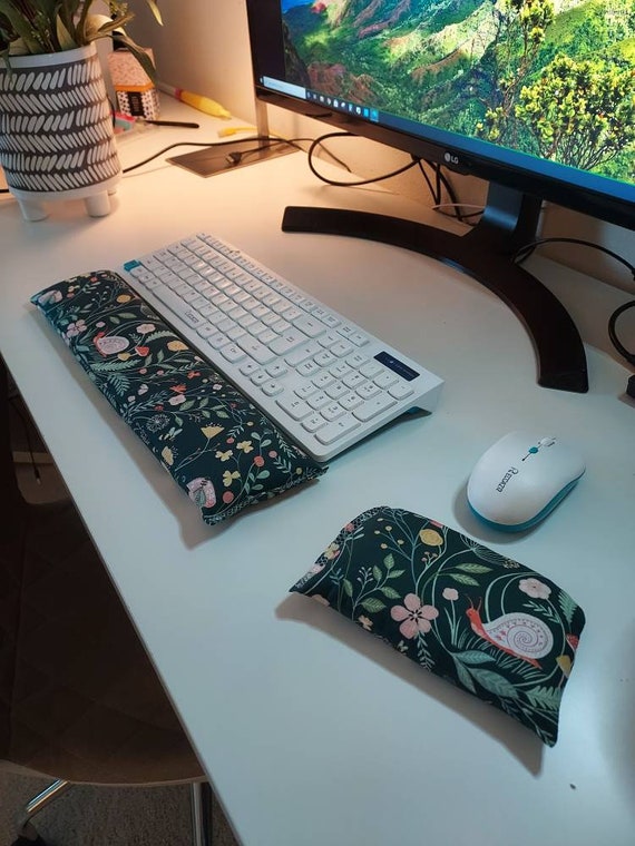 Whimsical Secret  Garden Keyboard Wrist rest Support, perfect for a stand up desk, Comfort and Support, Flaxseed filled
