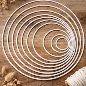 Small White Metal Macrame Hoops – 6cm to 20cm Craft Rings for Dreamcatcher, Mandala & Wall Decor