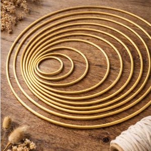 Matte Gold Metal Macrame Hoops – 20cm to 70cm Craft Rings for Dreamcatcher, Mandala, Wedding Decor & Chandelier
