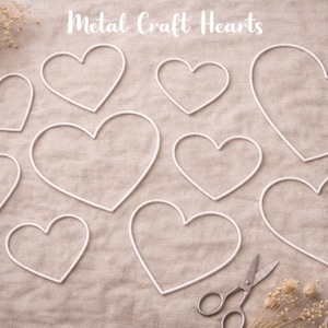 Large Metal Heart Craft Hoops – White/Matte Gold/Black – Decorative Frames for Crafts, Weddings & Valentine’s Décor