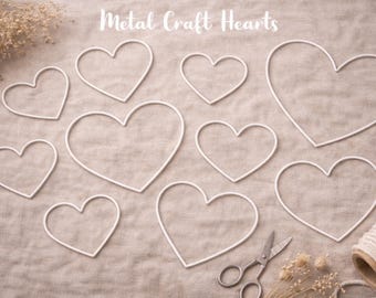 Large Metal Heart Craft Hoops – White/Matte Gold/Black – Decorative Frames for Crafts, Weddings & Valentine’s Décor