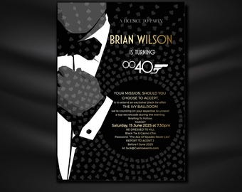 Secret Agent Invitation| Casino Royale 007 Inspired Invitation| Men's 40th Birthday Invitation | Digital Template
