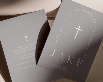 Modern Grey Arch Invitation | Customise to any colour| Boys Invitation | Baptism Invitation | Modern Invitation