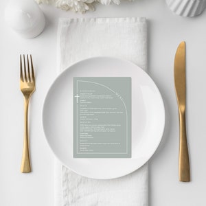 Demi-arche moderne sauge bleu menu | Menu de baptême | Baptême des garçons