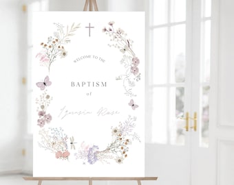 Wild Flower Baptism Welcome Sign | Floral Christening Sign