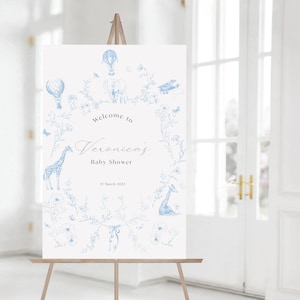 Toile Safari Baby Shower Signo de bienvenida / Signo de baby shower azul