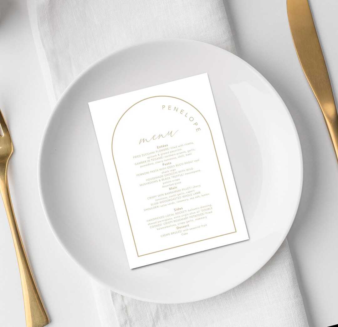Modern Arch Personalised Editable Menu | Suitable for Any Event ...